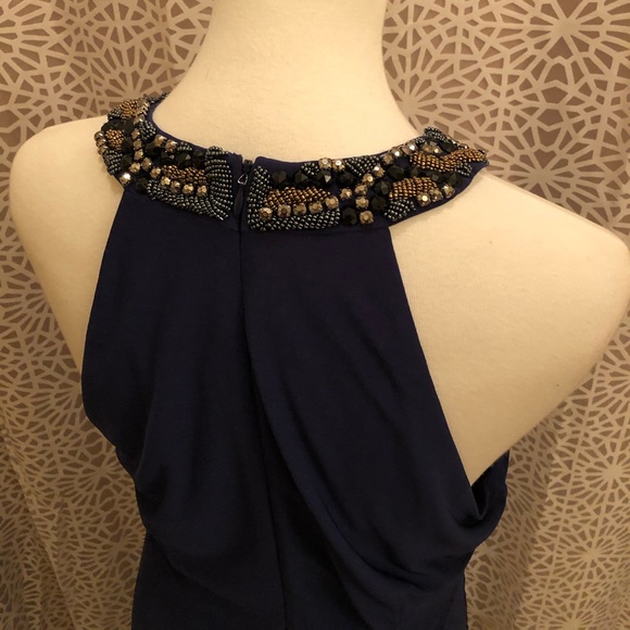 NWT Laundry by Shelli Segal Long Beaded Blue Dress - Picture 10 of 15